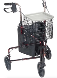 Deluxe Red 3 Wheel Rollator by Drive Medical