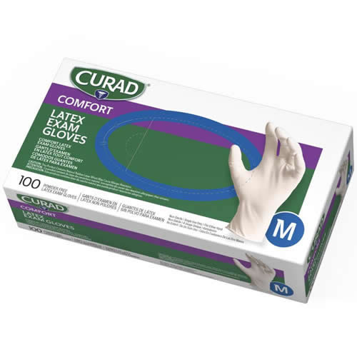 CURAD Powder-Free Textured Latex Exam Gloves 100/Case