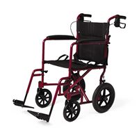 Deluxe Aluminum Transport Wheelchair  Red