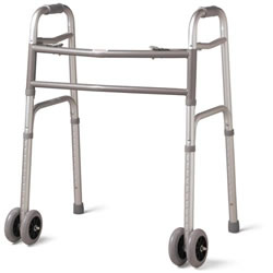 Deluxe Bariatric Walker - Extra-Wide Two-Button Walker With Dual 5  Wheels