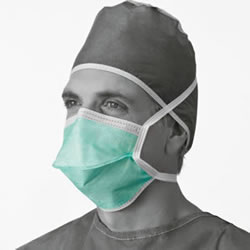 Chamber-Style Surgical Mask  With Ties  Green  50 Each   box