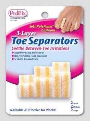 3-Layer Toe Separators  Pk 6 2-Sm  2-Md  2-Lg  P280