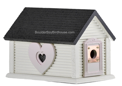 Sweetheart Cabin Birdhouse | Cedar | Handcrafted by Boulder Bay Birdhouse | Made in USA