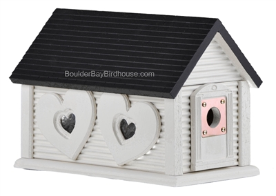 Sweetheart Cabin Birdhouse | Cedar | Handcrafted by Boulder Bay Birdhouse | Made in USA