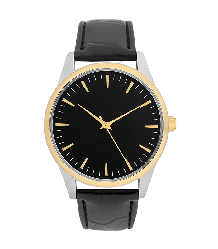 Black Leather Band with Gold/Silver Face