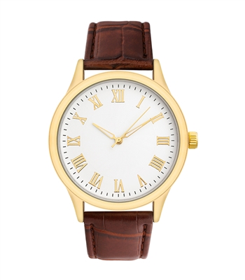 Tan Leather Band with Gold Face