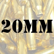 20mm once fired brass cases for reloading