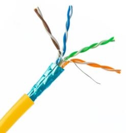 10X6-581TH - Cable Wholesale - Bulk Shielded Cat 5e Yellow Ethernet Cable, STP (Shielded Twisted Pair), Solid, Pullbox, 1000 foot