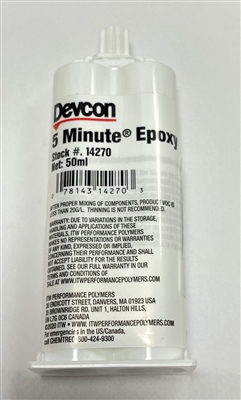 14270 - ITW - PERFORMANCE POLYMERS DEVCON 5 MINUTE EPOXY ADHESIVE 50 ML CARTRIDGE