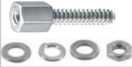 22-314567-00 - 8MJAX106M09F16M3 -UNICORP - <BR/>1 OF MJAX106 - 4.5MM HEX JACK SCREW , 5MM BODY M3 X .5 THREAD X 12.5 LENGTH, SST <BR/>2 OF M3 FLAT WASHERS, SST <BR/>1 OF M3 SPLIT LOCK WASHERS, SST <BR/>1 OF M3 X 0.5 NUT, SST