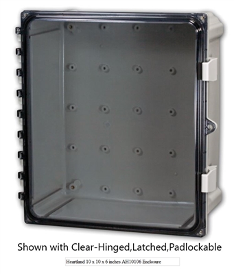 AH14126C - ATTABOX - Heartland Polycarbonate Enclosure 14 x 12 x 6 inches with Clear Cover-Hinged,Latched,Padlockable