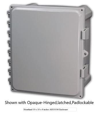 AH664 - ATTABOX - Heartland Polycarbonate Enclosure 6 x 6 x 4 inches with Opaque Cover-Hinged,Latched,Padlockable