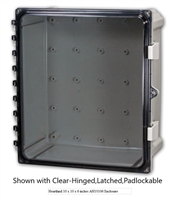 AH664C - ATTABOX - Heartland Polycarbonate Enclosure 6 x 6 x 4 inches with Clear Cover-Hinged,Latched,Padlockable