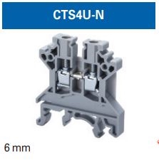 CTS4U-N - ALTECH - DIN Term Blk, Screw, Feed-Thru,35A, 600V, 22-10AWG, 6mm, grey, Std, Pack: 100