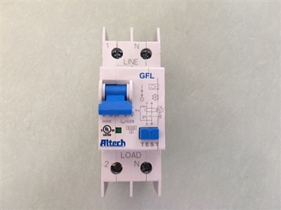 GFL2D160102 - ALTECH - MCCB+EGFP, 16A/240V AC 10mA, D TRIP, 1POLE+N,50/60Hz, UL489