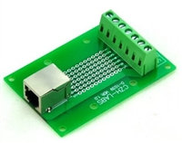 MD-D1039-1 - CZH-LABS - RJ11/RJ12 6P6C Right Angle Jack Breakout Board, Terminal Block Connector.