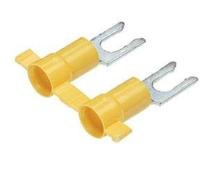 PV10-10LFB-2K - PANDUIT - Fork Terminal Locking, Yellow Vinyl Barrel Insulated, 12 to 10AWG; No. 10