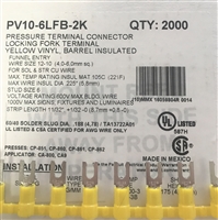 PV10-6LFB-2K - PANDUIT - Fork Terminal Locking, Yellow Vinyl Barrel Insulated, 12-10AWG, #6 Stud Size, Funnel Entry-RoHS
