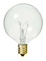 S3821 - SATCO - G16 Globe Incandescent Light Bulb Clear - Candelabra Brass Base - 120 Volt