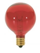 S3833 - SATCO - G12 1/2 Globe Incandescent Light Bulb, Transparent Red - Candelabra Brass Base (E12) - 10W, 120 Volt (10G12 1/2/R)