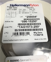 TAG15T3-250 (596-15250) - HELLERMANNTYTON - Thermal Transfer Labels, 1.0" x .5", 3 Across, Cloth, White, 10,000/roll