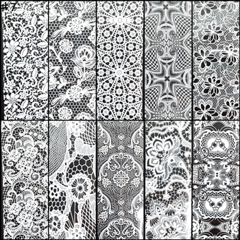 WHITE LACE Foil Transfer set of 10 designs