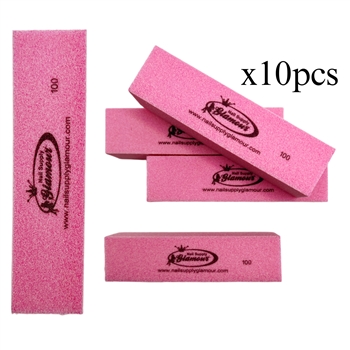 PINK Block Nail Buffer 100/100 Pack (10 pcs)