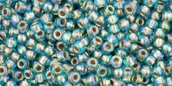 11/0 Toho 11TO995 Round Gold-Lined Rainbow Aqua - 10 Grams