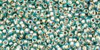 15/0 Toho 15TO995 Round Gold Lined Rainbow Aqua - 10 Grams