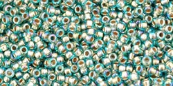 15/0 Toho 15TO995 Round Gold Lined Rainbow Aqua - 10 Grams