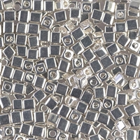 Miyuki Square 3MM Beads 3SB961 Bright Sterling Silver Plated - 5 Grams