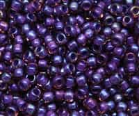 3/0 Toho 3TO928 - Inside Color Rainbow Rosaline/Opaque Purple Lined Round  Seed Beads - 10 Grams