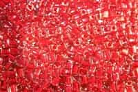 Miyuki Square 4MM Beads 4SB208 ICL Clear/ Raspbery