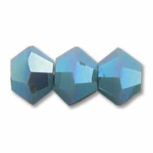 532803TURQ2AB  - 3mm Swarovski Crystal Turquoise 2AB Bicone Crystals - 25 count