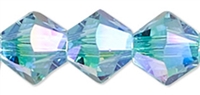 532804LTTURQSHIM - 4mm Swarovski Crystal Light Turquoise Shimmer Bicone Crystals 25 count
