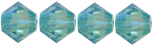 532804LTUR2AB - 4mm Swarovski Crystal Light Turquoise 2AB Bicone Crystals 25 count