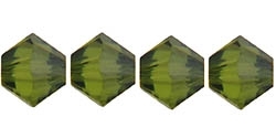 532804SATOL 4mm Swarovski Crystal Satin Olivine Bicone Crystals 25 count