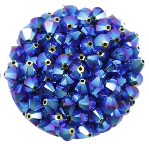 532806DKIND2AB - 6mm Swarovski Bicone Crystals - Dark Indigo 2AB - 25 count