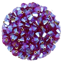 532806SIAM2AB - 6mm Swarovski Bicone Crystals - Siam 2AB - 25 count