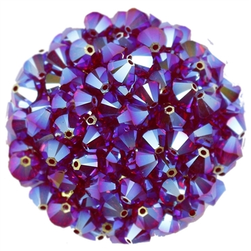 532806SIAM2AB - 6mm Swarovski Bicone Crystals - Siam 2AB - 25 count