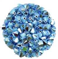 532806TURQ2AB - 6mm Swarovski Bicone Crystals - Turquoise 2AB - 25 count