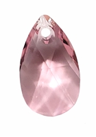 610616LTROSE - 16mm Swarovski Crystal Light Rose Pear Shaped Pendant - 1 count