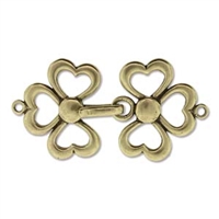 JBB Findings Clover Hook & Eye Clasp : Antique Brass