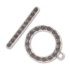 Ring Toggle & Bar Clasp - Antique Silver 23x19mm Ring  - 27mm Bar