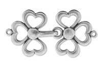 JBB Findings Clover Hook & Eye Clasp : Antique Silver