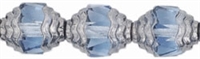 Antique Style Faceted Firepolish 10/8mm: ASFFP-3001 - Oval Silver: Light Sapphire - 1 piece