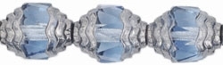 Antique Style Faceted Firepolish 10/8mm: ASFFP-3001 - Oval Silver: Light Sapphire - 1 piece