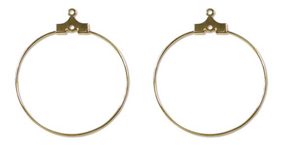 BHP30RGP - 30mm Gold Plated Beading Hoops - 1 Pair