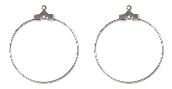 BHP30RSP - 30mm Silver Plated Beading Hoops - 1 Pair