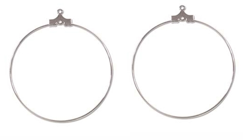[ LFB ] BHP40RSP - 40mm Silver Plated Beading Hoops - 1 Pair